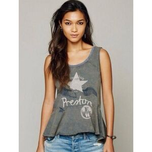 WE THE FREE PEP TALK NEW ORLEANS PRESTON ACID WASH PEPLUM TANK TOP